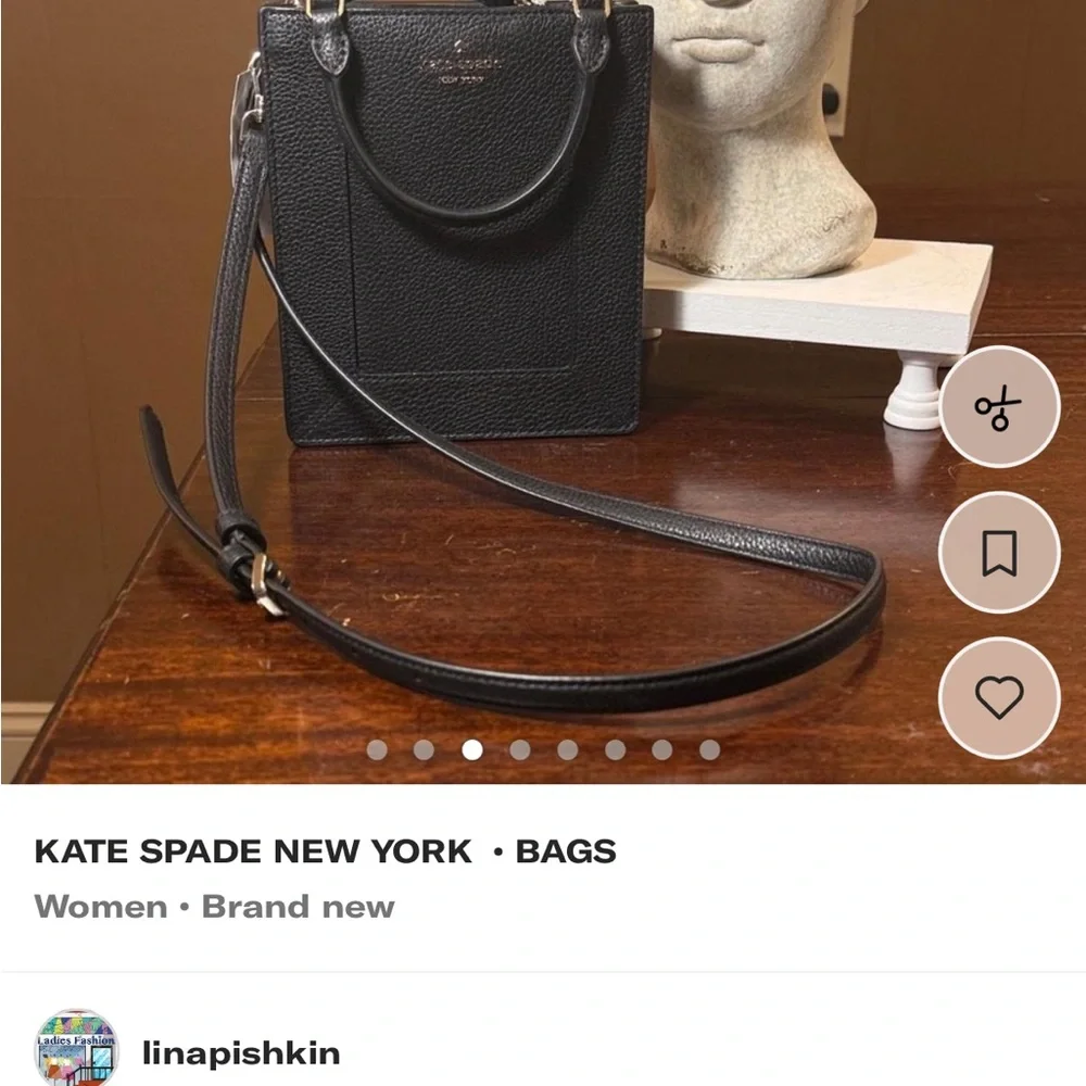 Kate Spade   Elegant Black Crossbody Bag Tote City Bag Peddle leather I - Picture 5 of 12